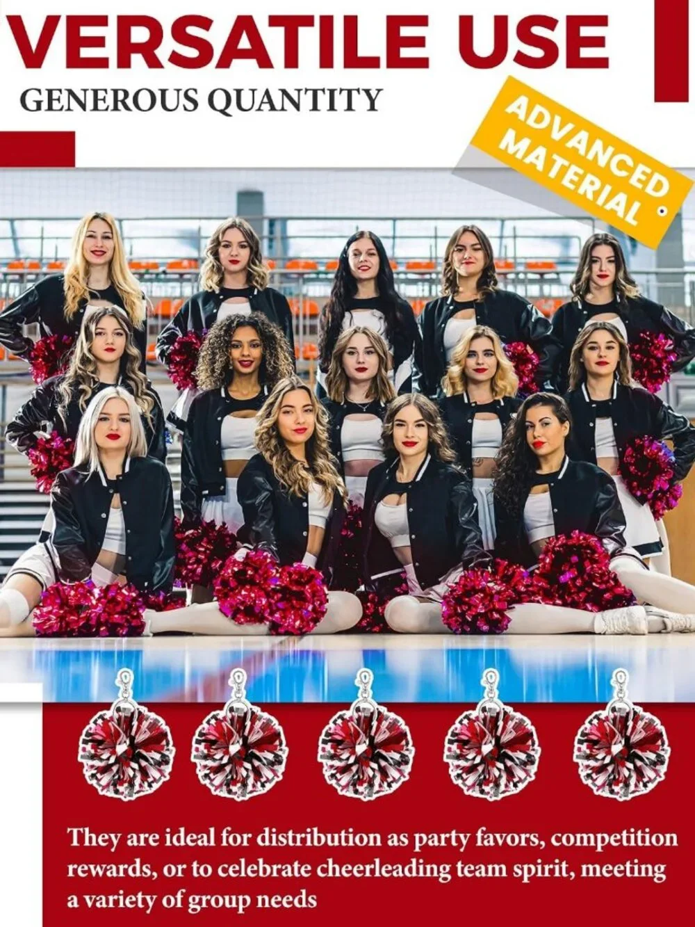 Cheerleader Pom Pom Keychain Charm - Perfect Gift for Cheerleading Fans